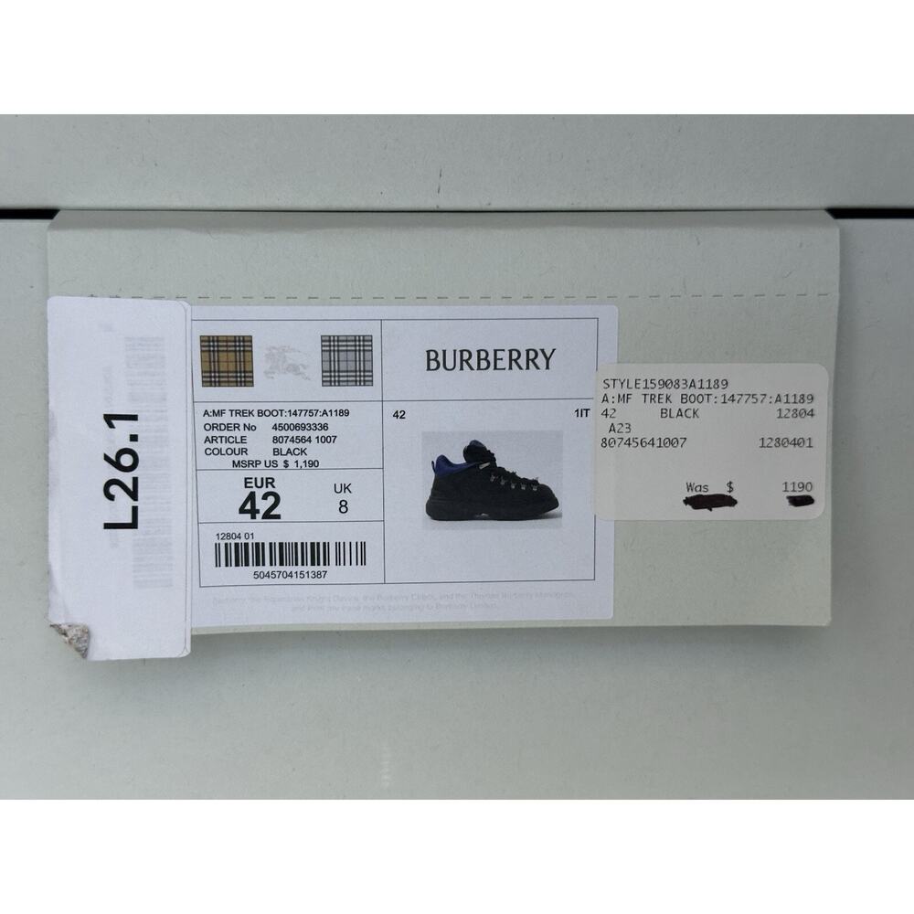 Burberry Black Leather Ankle Trek Boots 9 US (42 Eu) 8074564 IT NIB $1190 - Picture 14 of 14